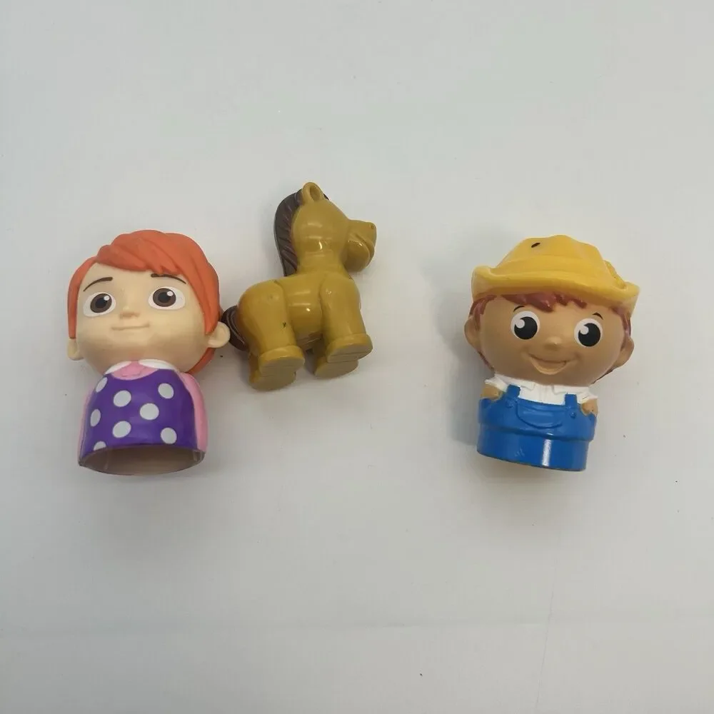 Mega Blocks Farmer Male with Yellow Hat Toy Boy Figure - 2.5” And Horse Lot Of 3